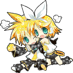 sparkly gif of kagamine rin and len