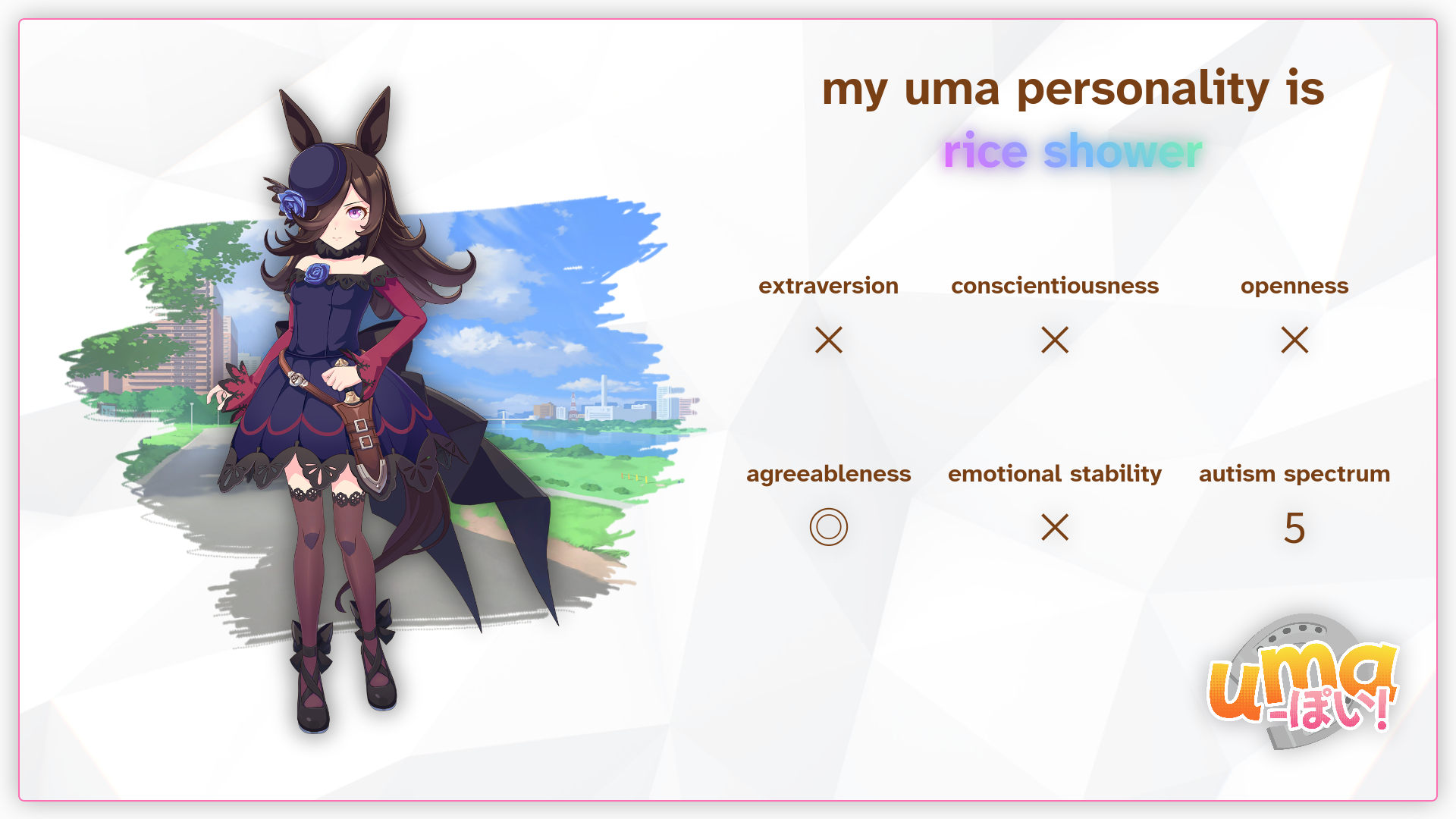 my umamusume personality is rice shower